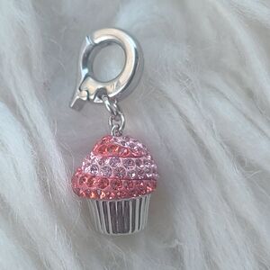 Swarovski Pink and Silver Cupcake Charm- Excellent Condition